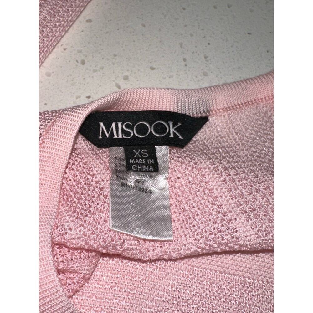 Misook Pleated Knit Midi Fit Flare Pink XS Rich Elegant Brunch Events Feminine - Picture 4 of 11